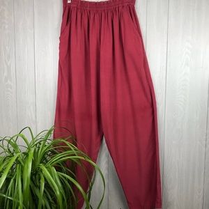 NWOT Vintage 90’s handmade boho red harem pants high waist yoga old stock